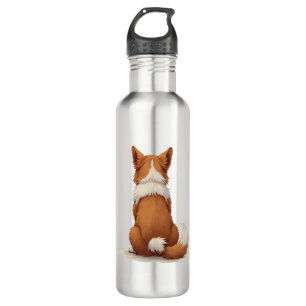 Vintage Back View Dog Illustration on White Backgr 710 Ml Water Bottle