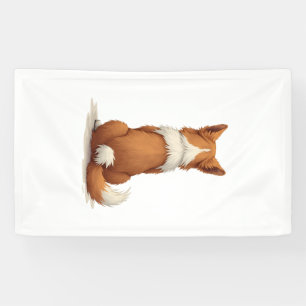 Vintage Back View Dog Illustration on White Backgr Banner