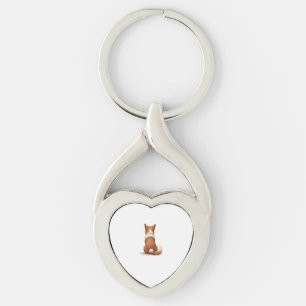 Vintage Back View Dog Illustration on White Backgr Key Ring