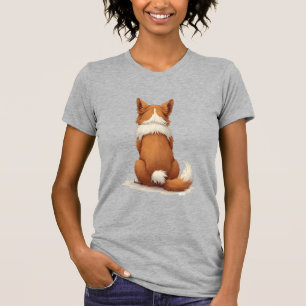 Vintage Back View Dog Illustration on White Backgr T-Shirt