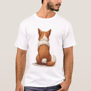 Vintage Back View Dog Illustration on White Backgr T-Shirt