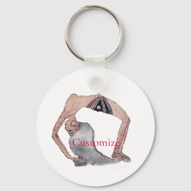 Vintage Backbend Yoga Pose Thunder_Cove Key Ring (Front)