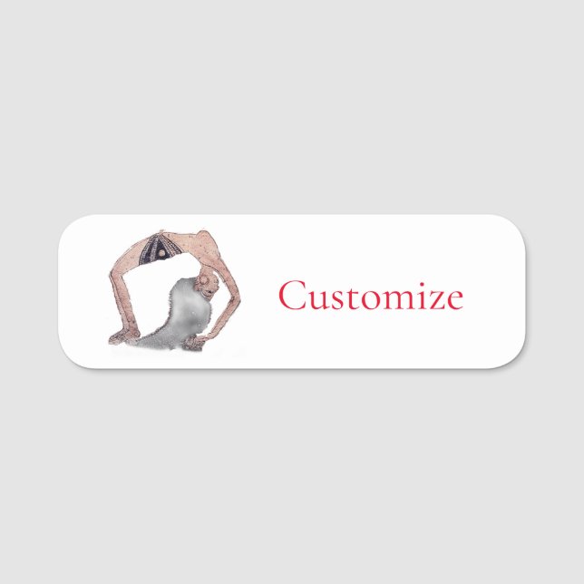 Vintage Backbend Yoga Pose Thunder_Cove Name Tag (Front)