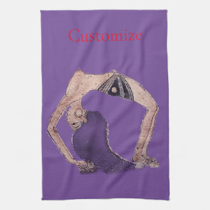 Vintage Backbend Yoga Pose Thunder_Cove Tea Towel