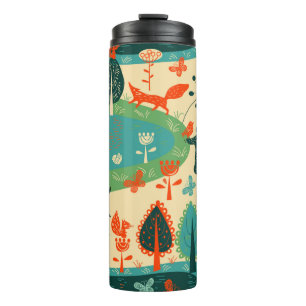 Vintage background and beasts thermal tumbler