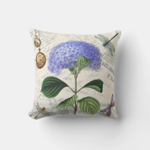 Vintage Background Blue Hydrangea Flower Cushion