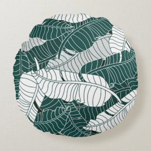 vintage background leaves pattern design illustrat round cushion