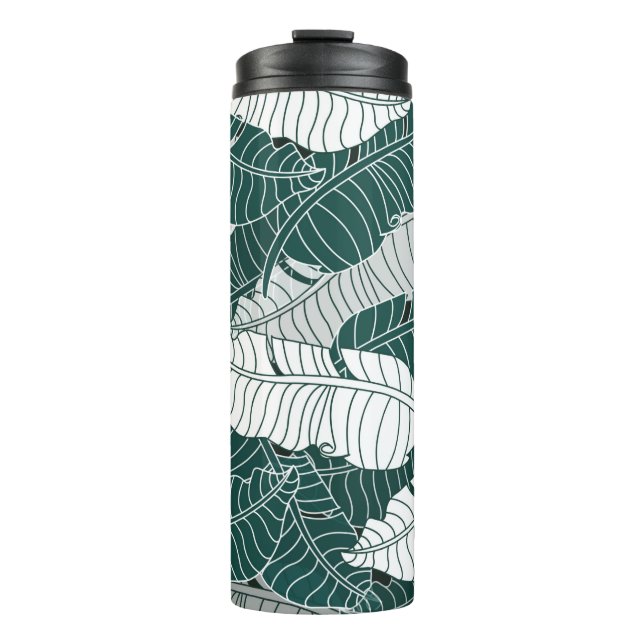 vintage background leaves pattern design illustrat thermal tumbler (Front)