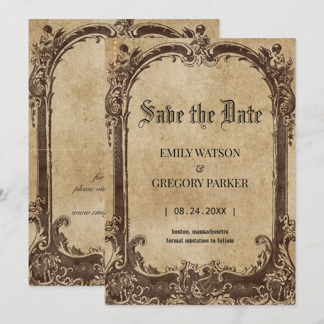  Vintage background Save The Date (Front/Back)