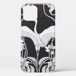 Vintage background with decorative flowers and bir iPhone 12 case