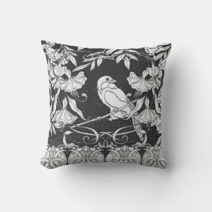 Vintage background with decorative flowers and bir cushion