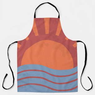 Vintage background with sea and sun. Summer retro  Apron