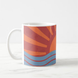Vintage background with sea and sun. Summer retro Coffee Mug