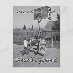 Vintage Backyard Basketball Postcard