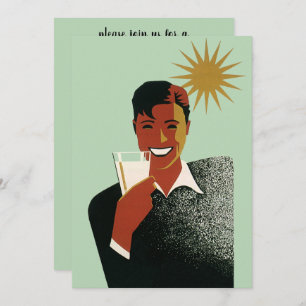 Vintage Backyard BBQ Party, Man Smiling with Sun Invitation