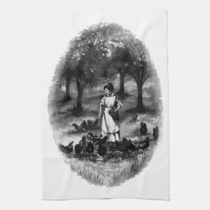 Vintage Backyard Chicken Farmer Tea Towel