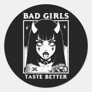 Vintage Bad Girls Taste Better Tattoos Lovers For  Classic Round Sticker