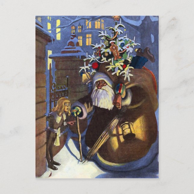 Vintage Bad Santa Christmas Postcard (Front)