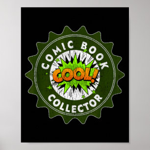Vintage badge design cool comic book collector poster