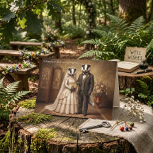 Vintage Badger Couple Wedding Congratulations