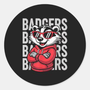 Vintage Badger Gift For Men Women Boys Girls Kids  Classic Round Sticker