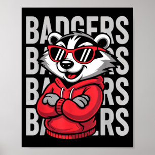 Vintage Badger Gift For Men Women Boys Girls Kids  Poster