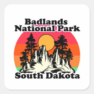 Vintage Badlands National Park Square Sticker