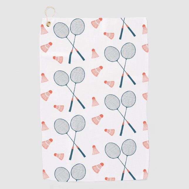 Vintage Badminton Birdie Racquet Shuttlecock Golf Towel (Front)