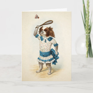 Vintage Badminton Dog Christmas Card