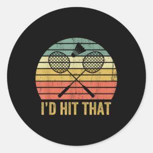Vintage Badminton Funny Retro Shuttle Birdie Sport Classic Round Sticker