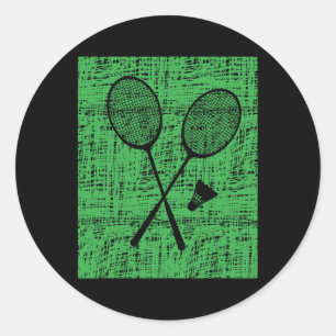 Vintage Badminton Rackets And Shuttle Classic Round Sticker