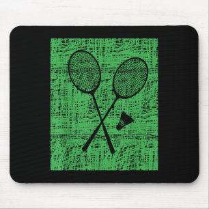 Vintage Badminton Rackets And Shuttle Mouse Mat
