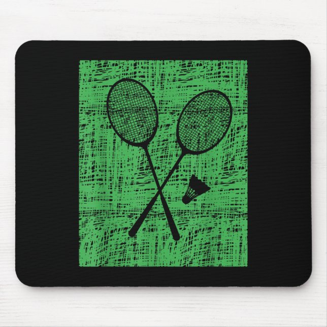 Vintage Badminton Rackets And Shuttle  Mouse Mat (Front)