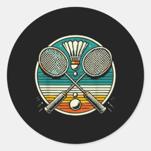 Vintage Badminton Rackets Shuttle Crossed Rackets  Classic Round Sticker