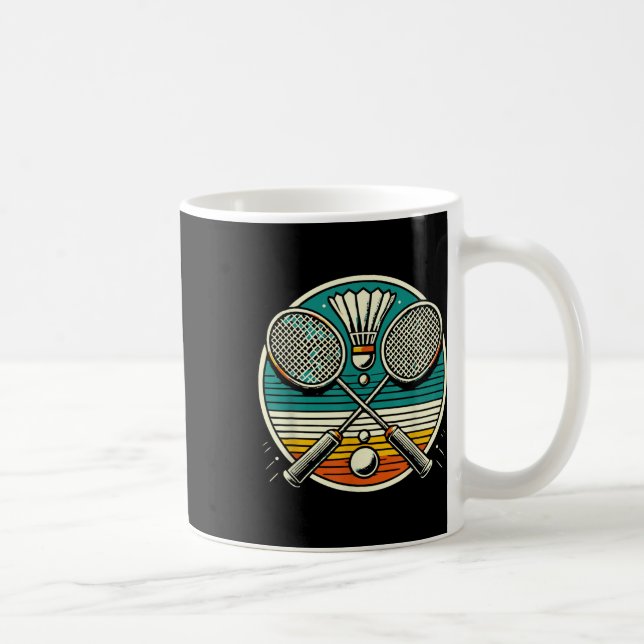 Vintage Badminton Rackets Shuttle Crossed Rackets  Coffee Mug (Right)