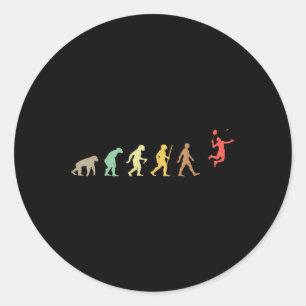 Vintage Badminton Retro Shuttle Evolution  Classic Round Sticker