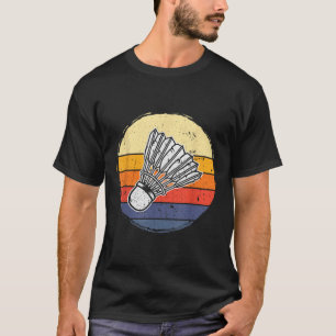 Vintage Badminton Shuttle Retro Sunset Distressed T-Shirt