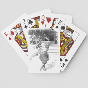 Vintage Bag-headed Boy Playing Cards