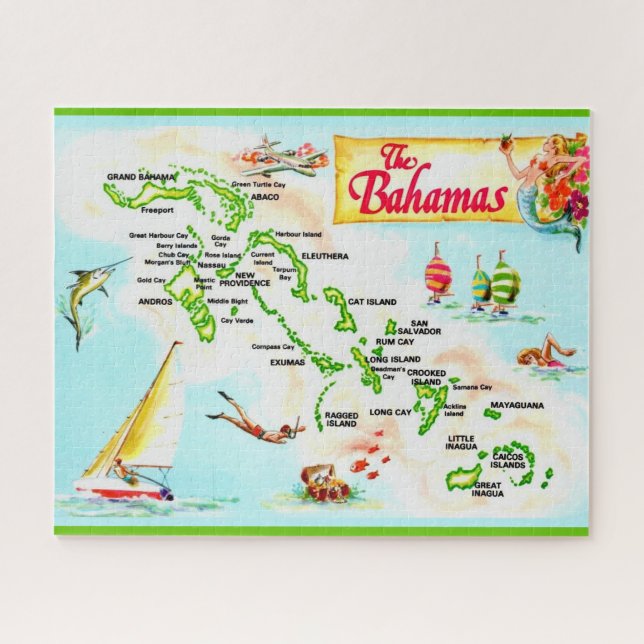 Vintage Bahama Islands Map  Jigsaw Puzzle (Horizontal)