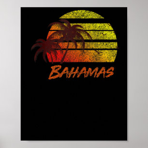 Vintage Bahamas Beach Sunset , Retro Surf Tee Tank Poster