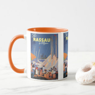 Vintage Bahamas Travel Art, Fly Nassau by Clipper  Mug