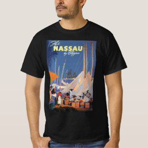 Vintage Bahamas Travel Art, Fly Nassau by Clipper  T-Shirt