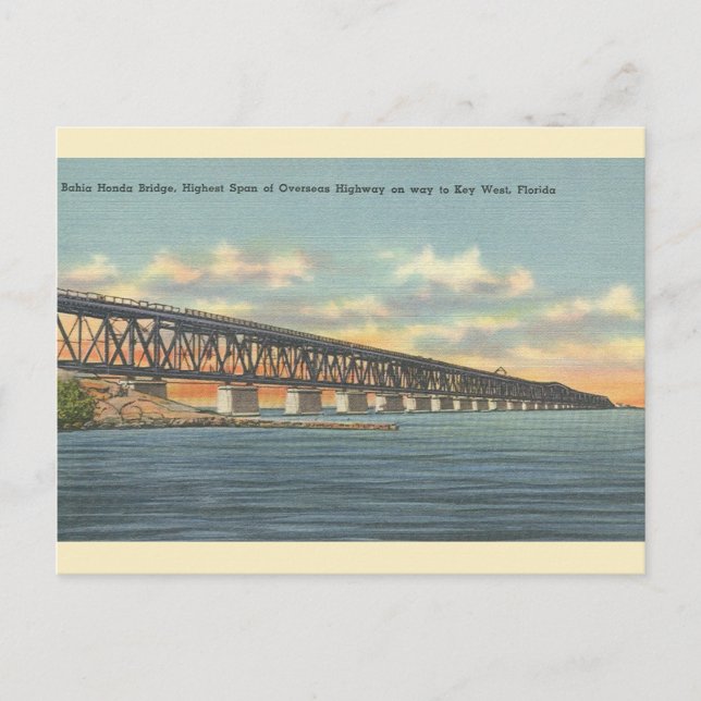 Vintage Bahia Honda Bridge Key West Postcard (Front)