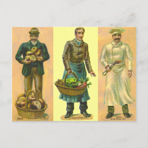 Vintage Baker Grocer Cook Postcard