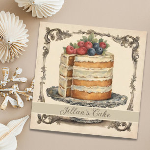 Vintage Baker Pastry Chef Bakery Catering Cake Square Business Card