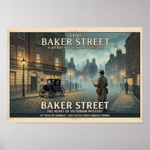 Vintage Baker Street London Travel Poster