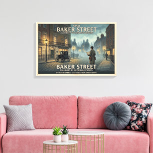 Vintage Baker Street London Travel Poster Canvas Print