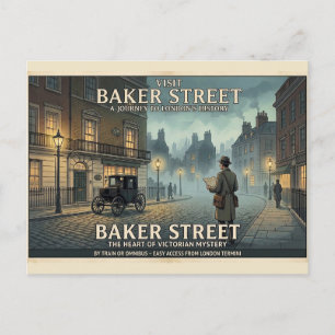 Vintage Baker Street London Travel Poster Postcard