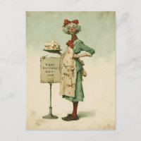 Vintage Baker with Birthday Cake