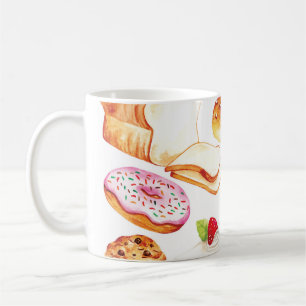 Vintage bakery and pastry water color style doodle coffee mug